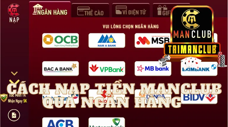 Cách nạp tiền MANCLUB qua ngân hàng 