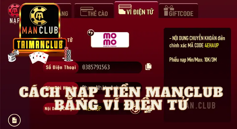 Cách nạp tiền MANCLUB qua ví điện tử 