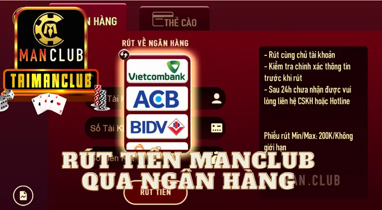 Rút tiền MANCLUB qua ngân hàng